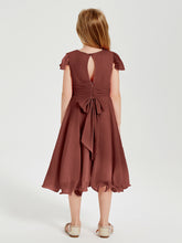 Chiffon Tea Length Junior Bridesmaid Dresses Terracotta