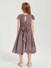 Chiffon Tea Length Junior Bridesmaid Dresses Vintage Mauve