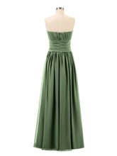 Strapless Chiffon Full Length Gowns Olive Green