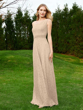 One Shoulder Sleeveless Lace Dress With Sash Champagne