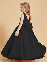 Tulle Junior Bridesmaid Dresses Satin Top Black