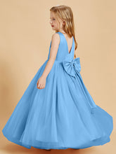 Tulle Junior Bridesmaid Dresses Satin Top Blue