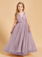 Tulle Junior Bridesmaid Dresses Satin Top Dusk