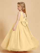 Tulle Junior Bridesmaid Dresses Satin Top Gold