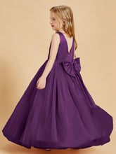 Tulle Junior Bridesmaid Dresses Satin Top Grape
