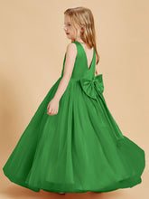 Tulle Junior Bridesmaid Dresses Satin Top Green