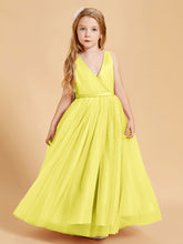 Tulle Junior Bridesmaid Dresses Satin Top Lemon