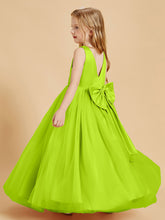 Tulle Junior Bridesmaid Dresses Satin Top Lime Green