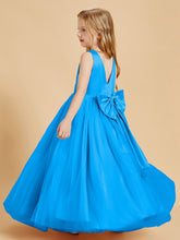 Tulle Junior Bridesmaid Dresses Satin Top Ocean Blue