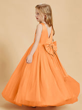 Tulle Junior Bridesmaid Dresses Satin Top Orange