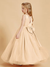 Tulle Junior Bridesmaid Dresses Satin Top Peach