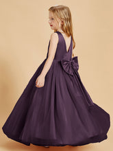 Tulle Junior Bridesmaid Dresses Satin Top Plum
