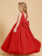 Tulle Junior Bridesmaid Dresses Satin Top Red