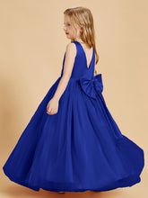 Tulle Junior Bridesmaid Dresses Satin Top Royal Blue