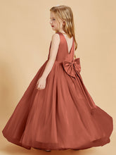 Tulle Junior Bridesmaid Dresses Satin Top Rust