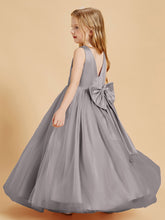 Tulle Junior Bridesmaid Dresses Satin Top Silver