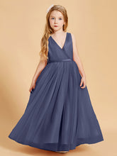 Tulle Junior Bridesmaid Dresses Satin Top Stormy