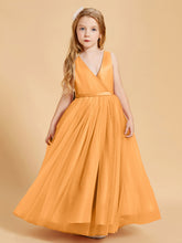 Tulle Junior Bridesmaid Dresses Satin Top Tangerine