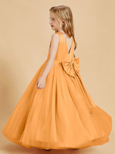 Tulle Junior Bridesmaid Dresses Satin Top Tangerine