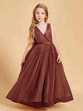 Tulle Junior Bridesmaid Dresses Satin Top Terracotta