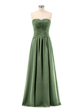 Chiffon Strapless Dresses with Sweetheart Olive Green