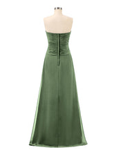 Chiffon Strapless Dresses with Sweetheart Olive Green