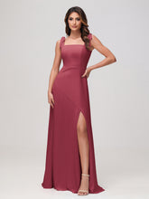 Square Neckline Sleeveless Floor-length Chiffon Dress Cinnamon Rose