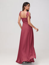 Square Neckline Sleeveless Floor-length Chiffon Dress Cinnamon Rose