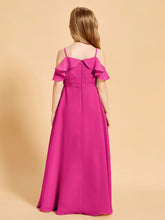 Off-the-Shoulder Bridesmaid Gown for Juniors Fuchsia