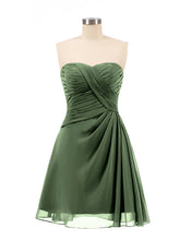 Chiffon Mini Short Dresses with Sweethart Olive Green