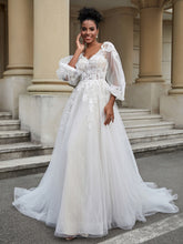 Open Back V-neck Tulle Wedding Dress As Picture