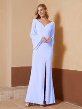 Sheath V-Neck Chiffon Floor-Length Dress Lavender