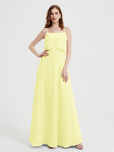 Long Chiffon Bridesmaid Dresses with Spaghetti Strap Daffodil