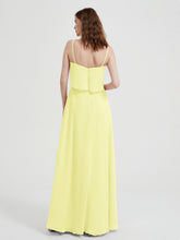 Long Chiffon Bridesmaid Dresses with Spaghetti Strap Daffodil