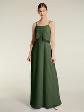 Long Chiffon Bridesmaid Dresses with Spaghetti Strap Olive Green