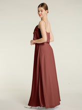 Long Chiffon Bridesmaid Dresses with Spaghetti Strap Terracotta