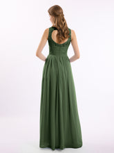Chiffon And Lace Dress with Open Back Olive Green