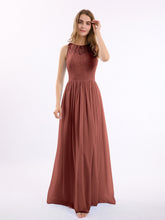 Chiffon And Lace Dress with Open Back Terracotta