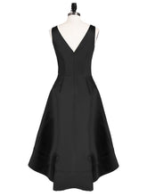 High Low Satin Birdesmaid Dress with V Neck Vintage Mauve