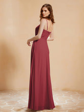 A-Line Pleated Chiffon Floor-Length Dress Cinnamon Rose