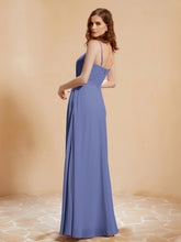 A-Line Pleated Chiffon Floor-Length Dress Periwinkle
