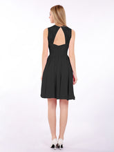 Illusion Neck Chiffon and Lace Short Dress Vintage Mauve