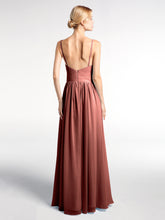 Full Deep V-neck Empire Waist Chiffon Dress Terracotta
