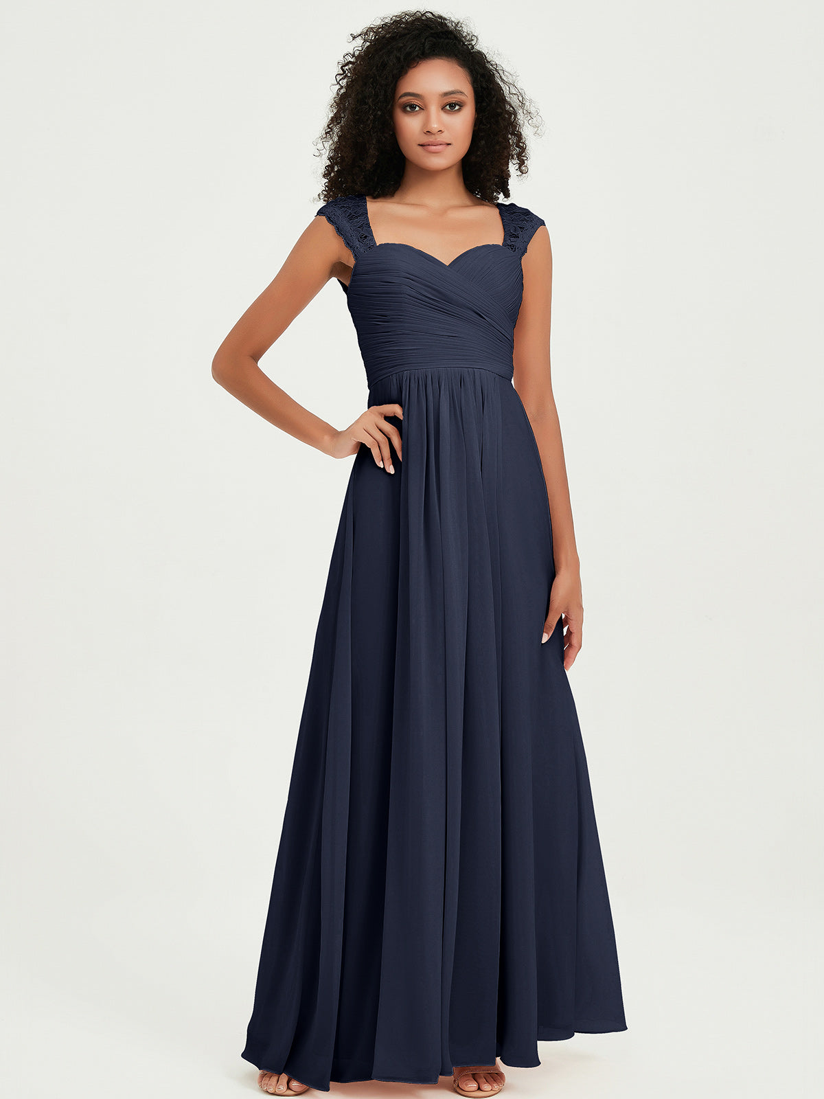 Navy hot sale chiffon gown