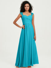 Chiffon Bridesmaid Dresses with Lace Cap Sleeves Jade