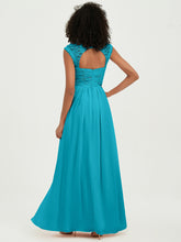Chiffon Bridesmaid Dresses with Lace Cap Sleeves Jade