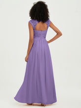 Chiffon Bridesmaid Dresses with Lace Cap Sleeves Tahiti