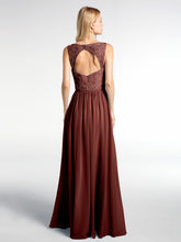 Lace Top Chiffon Skirt Maxi V-neck Dress Terracotta