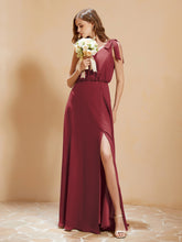 A-Line V-neck Floor-length Dress With Silt Cinnamon Rose