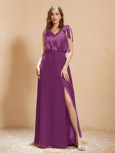 A-Line V-neck Floor-length Dress With Silt Orchid
